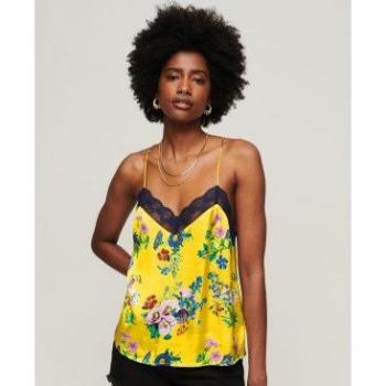Superdry Studios Satin Cami Blouse Bright Pop Floral Yellow female XS