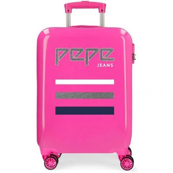 Pepe Jeans World Maleta de cabina Rosa 38x55x20 cms Rígida ABS Cierre combinación 34L 2,6Kgs 4 Ruedas dobles Equipaje de Mano