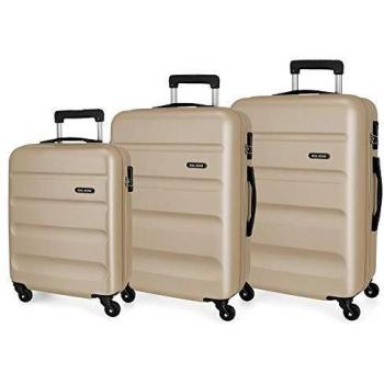 ROLL ROAD Flex, Juego De Maletas Rígidas 55 65 75cm Adultos Unisex, Champagne, Talla Única