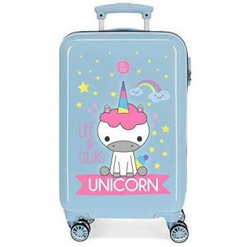 Roll Road. Maleta de Cabina Rígida Little Me Unicorn azul -34x55x20cm