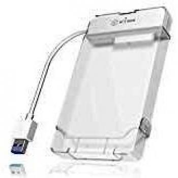 Icy Box IB-AC703-U3 Adapter from USB 3.0 (UASP) to SATA for 2.5 (6.35 cm) HDD/SSD with Protection for Adapter & unit, SATA III, White/Transparent