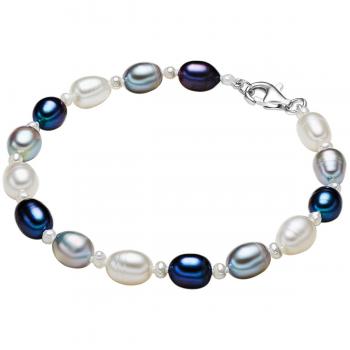 Valero Pearls Pulsera Genciana Azul Paloma Plata Blanco
