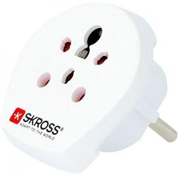 Adaptador Internacional Skross: India/Israel/Dinamarca a Europa – Blanco