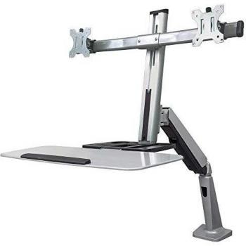 Supporto universale da scrivania per due monitor fino a 27 con porta tastiera e molla a gas