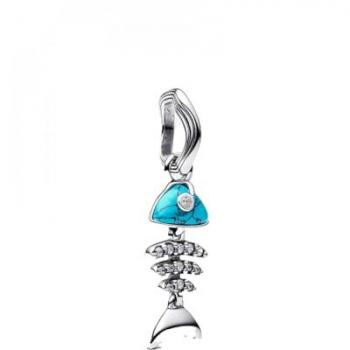 Charm Colgante Espina de Pez Turquesa con Circonitas en Plata