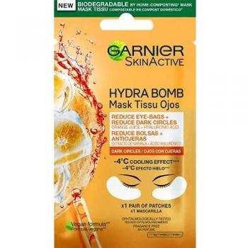 Garnier Skin Active Mascarilla de Tela Contorno de Ojos Anti-Fatiga y Anti-Ojeras con Ácido Hialurónico y Extracto de Naranja