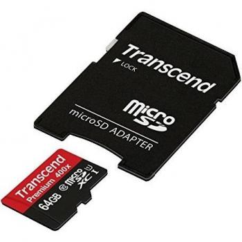 Transcend TS64GUSDU1 Memory Card MicroSDXC 64 GB with Adapter, Class 10 U1