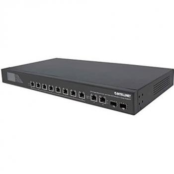 Intellinet 561327 Gigabit Ethernet Switch 8 Porte Ultra Poe con 4 Porte Uplink e Schermo LCD
