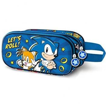 Sega-Sonic Estuche Portatodo 3D Doble, Azul