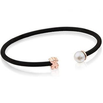 Pulsera Icon Mesh TOUS de Acero IP negro y bañada en oro 18 kt sobre plata rosa con perla
