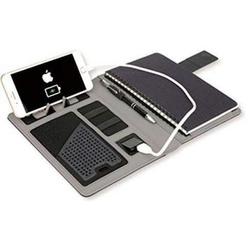 Bloc de notas con power bank y soporte para teléfono 22x17 cm