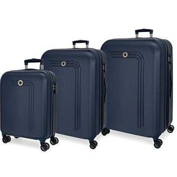 Movom Riga Juego de Maletas Azul 55/70/80 cms Rígida ABS Cierre combinación 217L 4 Ruedas Dobles Equipaje de Mano
