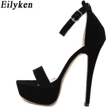 Eilyken-Sandalias de gladiador con correa y hebilla para mujer, zapatos de tacón alto finos, color negro, verano 2022