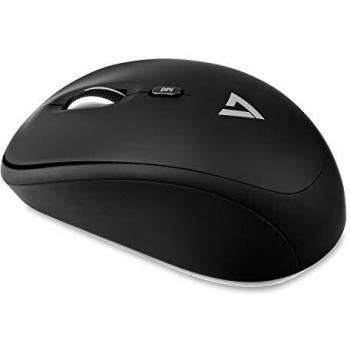 V7 Wireless Optical Mouse with 4 buttons and adjustable DPI, Black