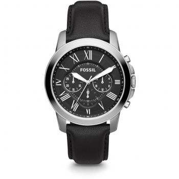 Fossil Grant FS4812 Cronógrafo Acero y Cuero Negro