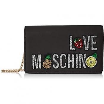 Borsa PU Love Moschino, Bolsa de Mensajero Mujer, Negro
