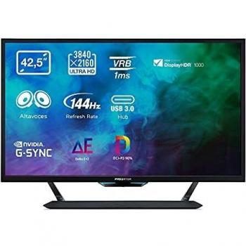 Acer Predator CG437KP Monitor Gaming G-SYNC, 43, Display 4K UHD, 120 Hz, 1 ms, 16:9, HDMI 2.0, DP 1.4, USB TypeC, USB 3.0, USB 2.0, Lum 750 cd/m2, Speaker Integrati, Cavi 2xDP, USB Type-C, USB3.0 Inclusi