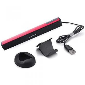 Altoparlanti per PC audio stereo con base e clip-on per computer desktop laptop PS4 casse contatore plug and play (rosso)