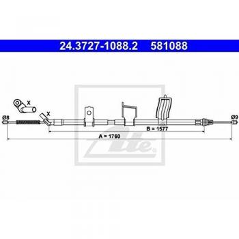 Cabo de Aço ATE 24.3727-1088.2 para Travão de Estacionamento