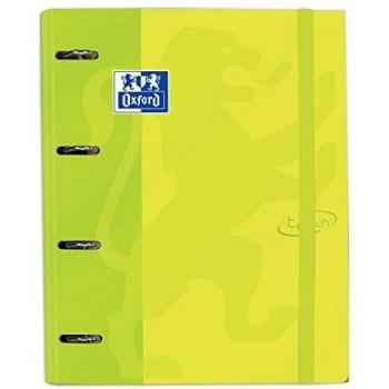 Oxford, Archivador 4 anillas con recambio 100 hojas, Europeanbinder Touch A4+, color lima