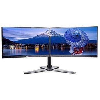 Iiyama DS1002D-B1 Doppio Staffa per Monitor con Piastra d'Appoggio, Fino a 30 Pollici e 10kg x Monitor, Nero