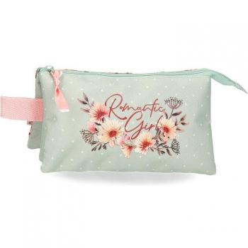 Estuche Movom Romantic Girl Tres Compartimentos Verde 22x12x5