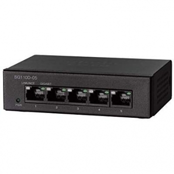 Switch non gestito Cisco SG110D-05 con 5 porte Gigabit Ethernet (GbE), protezione limitata a vita (SG110D-05-EU)