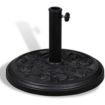 VidaXL Base de Sombrilla Redondosa de Acero con Revestimiento en Color Negro de 45,5 cm de Diámetro y Peso de 9 kg con Soporte para Parasol