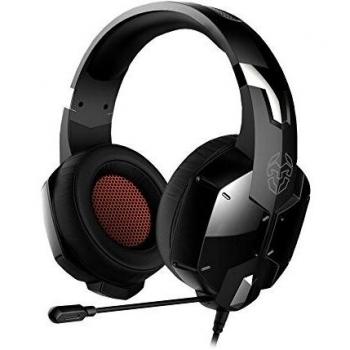 KROMLXKRMKPST-Audio stereo, altoparlanti da 50 mm, archetto regolabile, micro flessibile, jack da 3,5 mm, compatibile Nintendo Switch, PS4, PS5, PC, colore nero, arancione