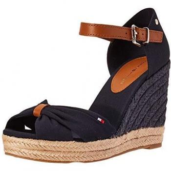 Tommy Hilfiger Basic Opened Toe High Wedge, Sandalias con Punta Abierta Mujer, Azul (Desert Sky Dw5), 39 EU