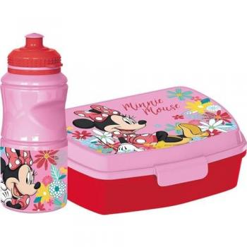 Set MiniMinnie Botella y Sandwichera Rosa 380 ml