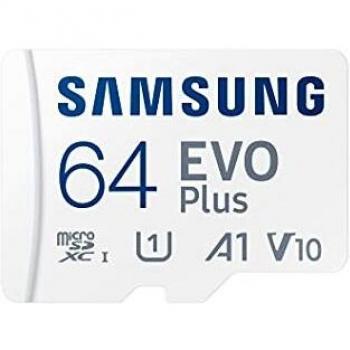SAMSUNG MEMORIA MICRO-SD 64GB Evo Plus MB-MC64KA/EU classe U1, V10, A1, lett.-scritt. 130/20 MB/s
