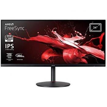 Acer Nitro XV340CKPbmiipphzx Monitor Gaming FreeSync, 34, IPS QHD, 144 Hz, 1 ms, HDMI 2.0, DP 1.4, USB3.0, 21:9, Lum 250 cd/m2, ZeroFrame, Speaker Integrati, Cavi HDMI, USB3.0 Inclusi