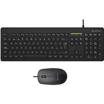 UNYKAch UK505443 Tastiera e Mouse Ufficio USB QWERTY Spagnolo Nero