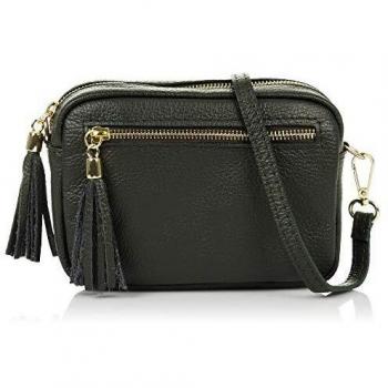 FIRENZE ARTEGIANI Delfina Bolso Bandolera Mujer Piel auténtica Dollaro Verde Oscuro