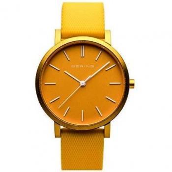 BERING Reloj de Pulsera Unisex Cuarzo Silicona Amarillo