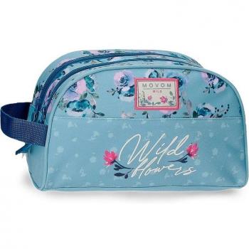 Movom. Neceser Doble Compartimento Movom Wild Flowers azul -24x14x10cm