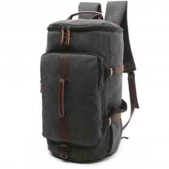 BAOSHA HB-26 3-Ways Vintage Hombres de Lona Bolsa de Viaje de fin de Semana Mochila Messenger Bolsas de Hombro Viajes Convertible Mochilas Weekender Overnight Bolsa Bolso (Negro)