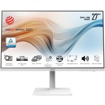 MSI Modern MD272QPW Monitor 27” IPS 2560x1440 (WQHD), 16:9, 75Hz, 5ms, HDMI, USB Type-C, regolabile con pivot, VESA 75 x 75 mm, Opaco, Frameless, Bianco