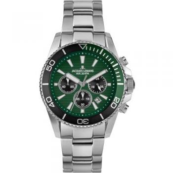 Liverpool Taucheruhr Jacques Lemans 1‑2206I Chronograph in Edelstahl und Grün