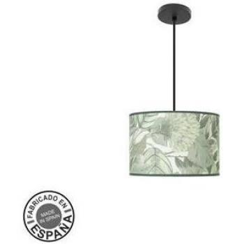 Colgante de Moda 1xe27 Negro con Hoja Verde Regalo x30x30 cm