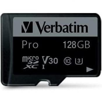 Verbatim MICRO SDXC CARD PRO UHS-3 128GB CLASS 10 INCL ADAPTOR