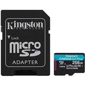Kingston SDCG3/256GB Micro SD Card, 256GB microSDXC Canvas Go Plus 170R A2 U3 V30, Included SD Adapter