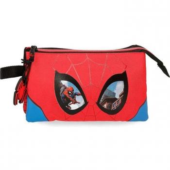 Estuche Spiderman Protector tres Compartimentos rojo