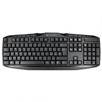 Atlantis Basic 400W Kit Tastiera Multimediale e Mouse Ottico Wireless, Italiano Nero
