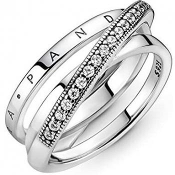 PANDORA Anillo 199057C01-56 Cruzado triple banda