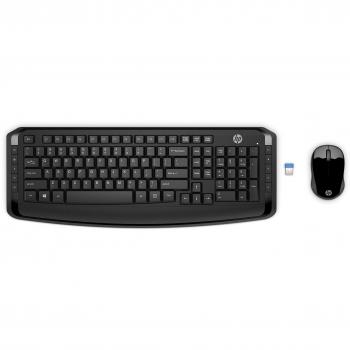 HP 300 Wireless Keyboard e Mouse, risoluzione di 1600 Dpi, con 10 Tasti di Scelta Rapida, tecnologia AES avanzata, layout italiano [Nero]