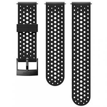 Suunto SS050225000 Correa de sustitución original para todos los relojes Suunto Spartan Sport WRH y Suunto 9, silicona, largo: 22,9 cm, ancho: 24 mm, incluye pasadores de fijación, negro/negro