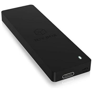 ICY BOX M.2 SATA SSD Case USB-C 3.1 (Gen2, 10 Gbps), protezione da scrittura, alluminio, nero