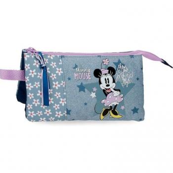 Estuche Minnie Style Tres Compartimentos azul